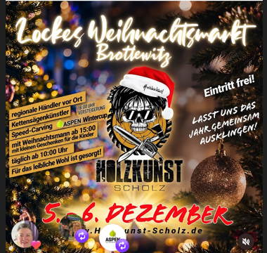 Locke's Weihnachtsmarkt bei Holzkunst Scholz, Mühlberger Straße 10 in 04895 Mühlberg/Elbe OT Brottewitz (Brandenburg)
